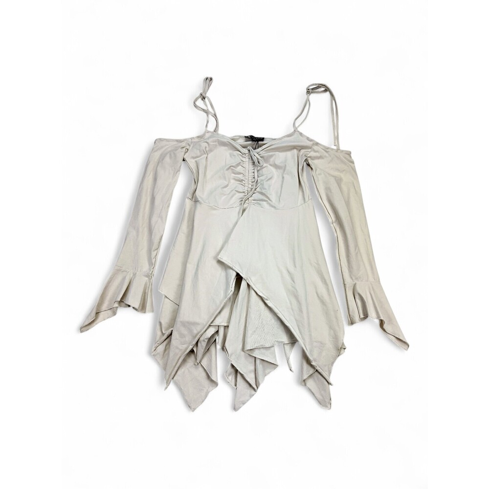 Current Mood Off-Shoulder Boho Handkerchief Hem Top L